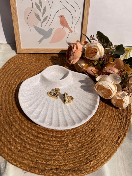 Molten Heart Stud Earrings | Chunky Textured Gold-Toned Pair